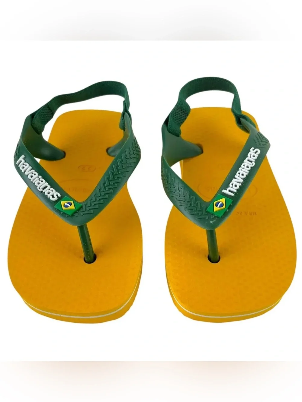 Original Havaianas Baby Brazil Yellow Banana Kids Flag Flip Flops 20/6C NWT